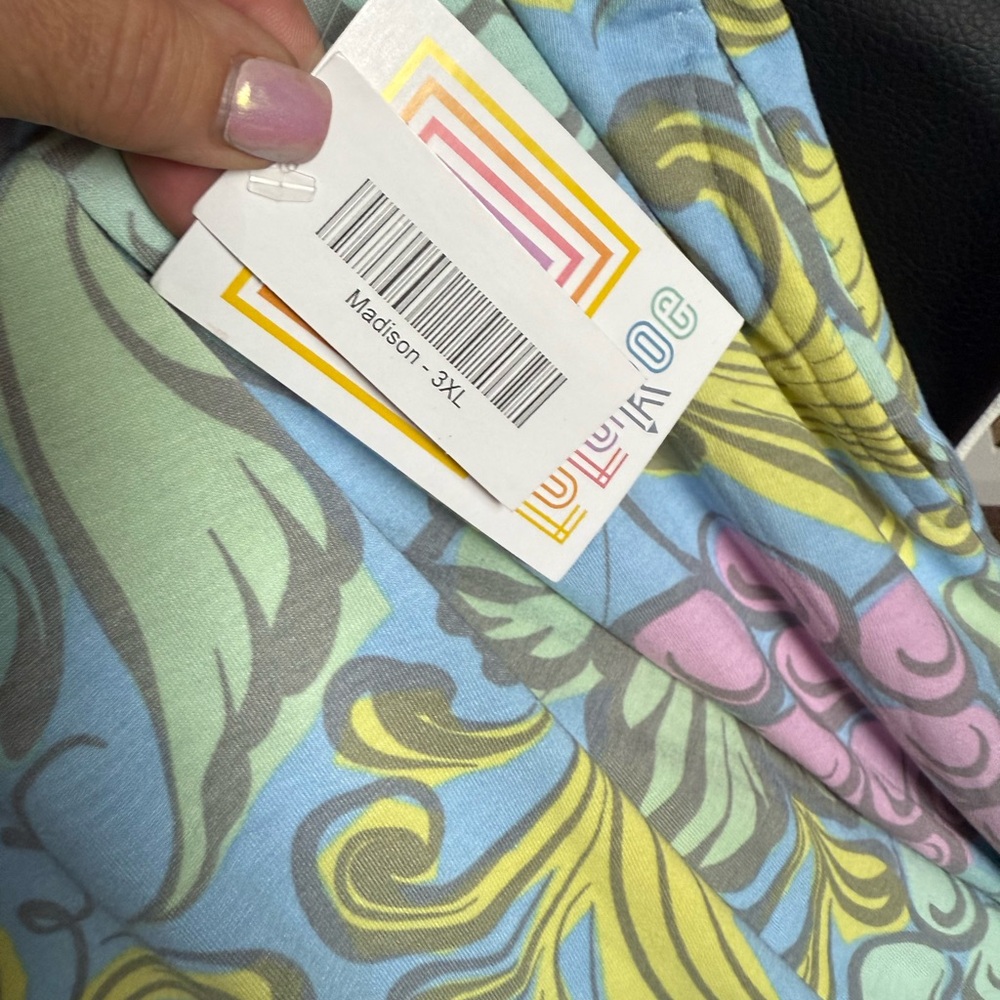 LuLaRoe Madison Skirt with Teal and Floral Wine design